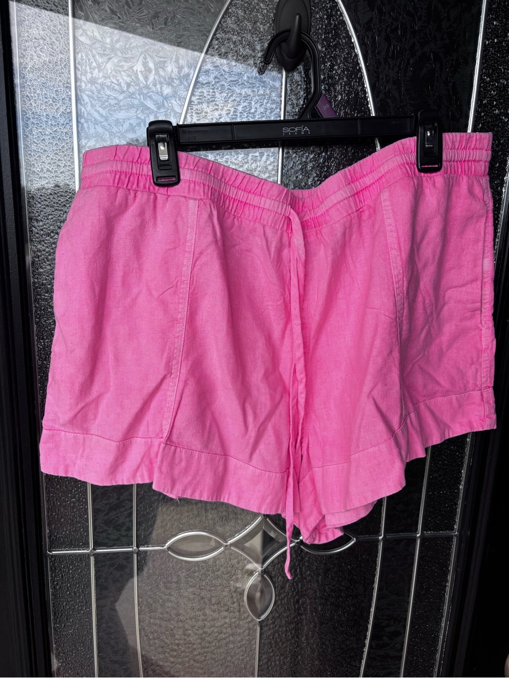Pink Women's Linen-Blend Drawstring Shorts